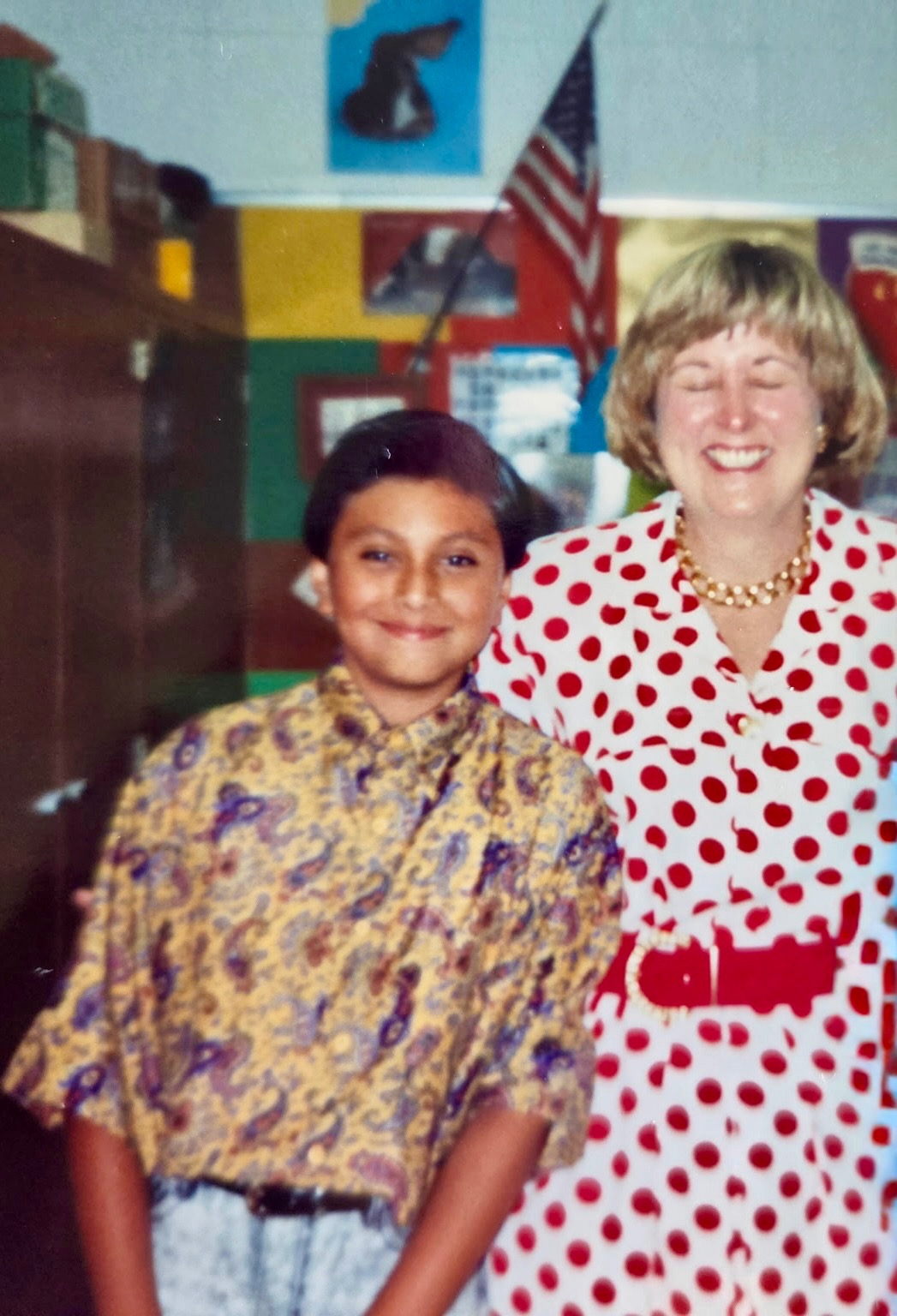 Edgar Montes as a fifth-grade student with his teacher, Mrs. Paulson-Lee